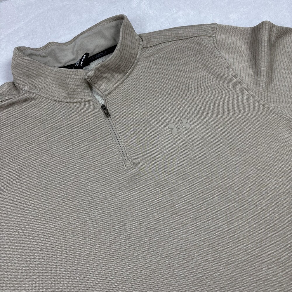 Under Armour Pullover Mens 4XL Beige Storm 1/4 Zip Mock Neck Fleece Golf